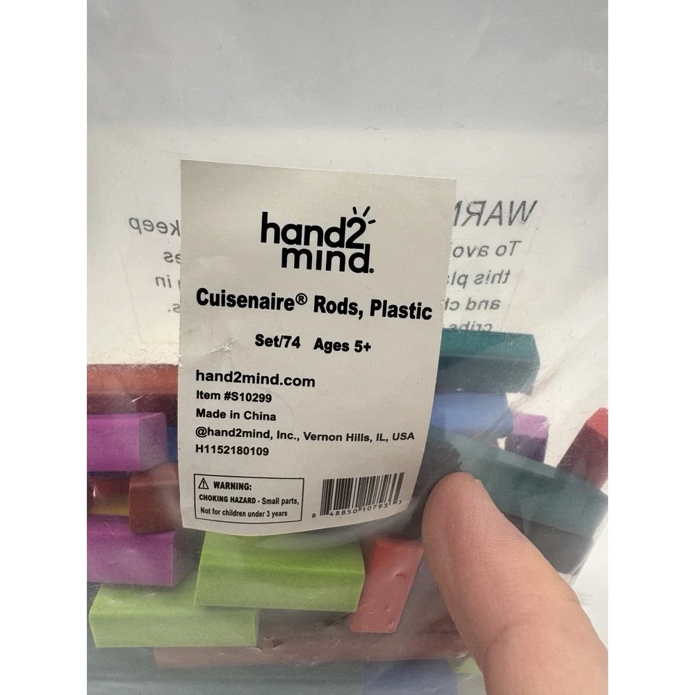 hand2mind Plastic Cuisenaire Rods Individual Set, Math Manipulatives, Montessori